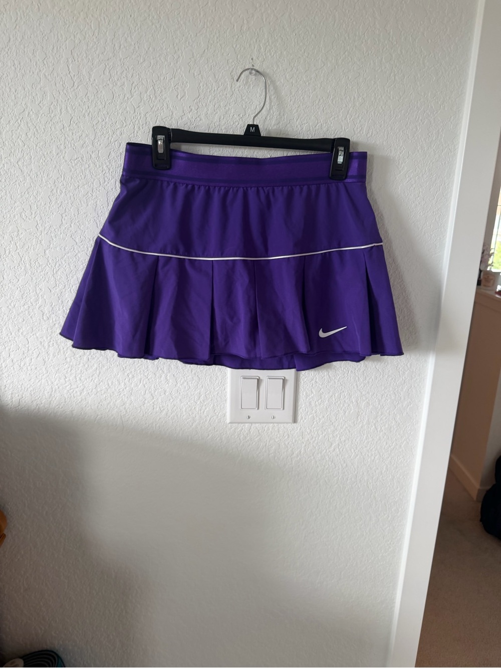 Nike Purple Pleated Athletic Mini Skirt with White Piping